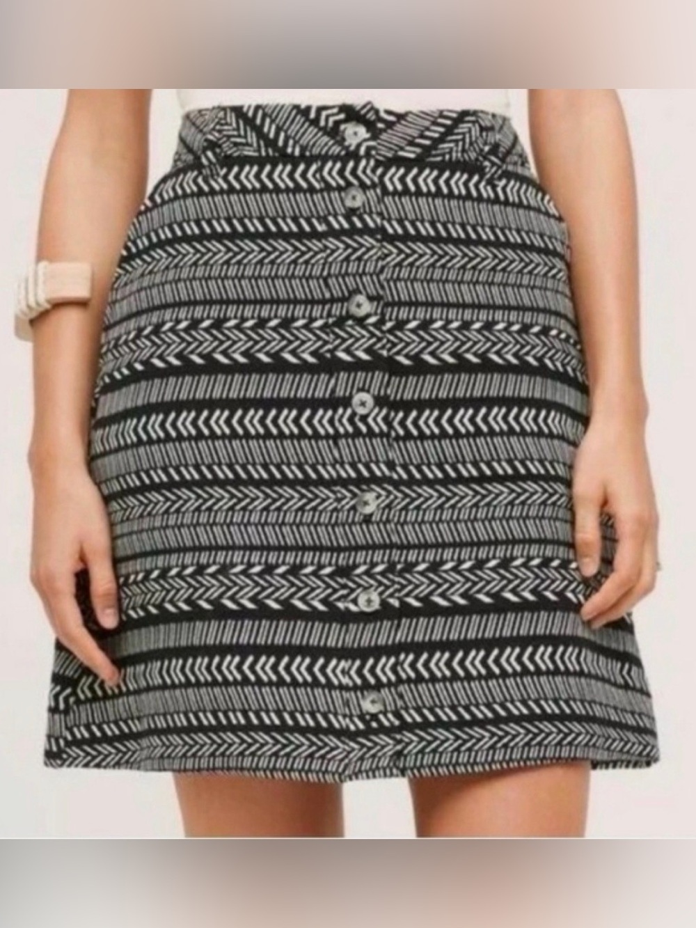 Anthropologie Maeve Patterened Button-Front Mini Skirt